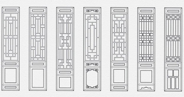 长阳常用中式仿古花窗图案隔断设计图