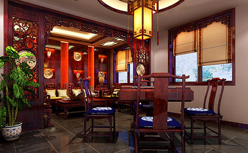 长阳古典中式风格茶楼包间设计装修效果图